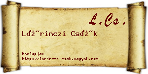 Lőrinczi Csák névjegykártya